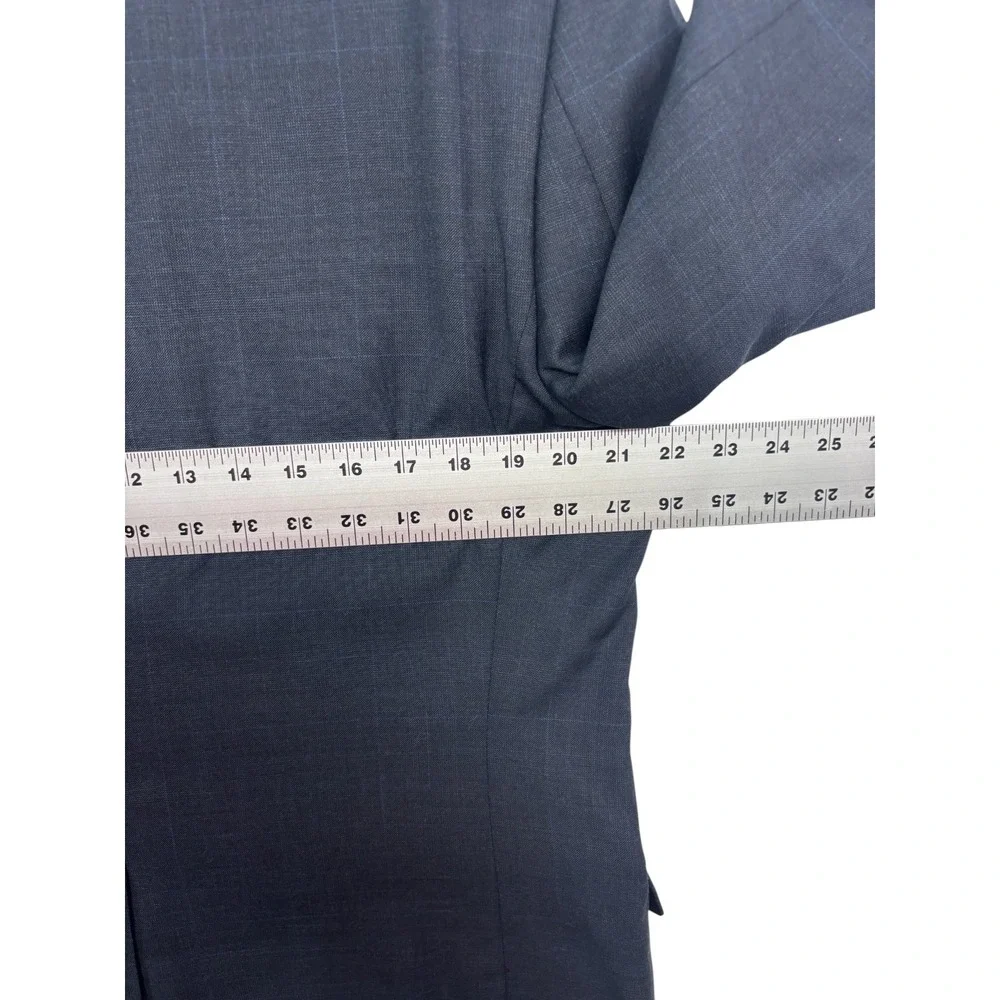 Ralph Lauren 42R 36x28 Charcoal Windowpane 2pc Pant Suit 100% Wool Stretch